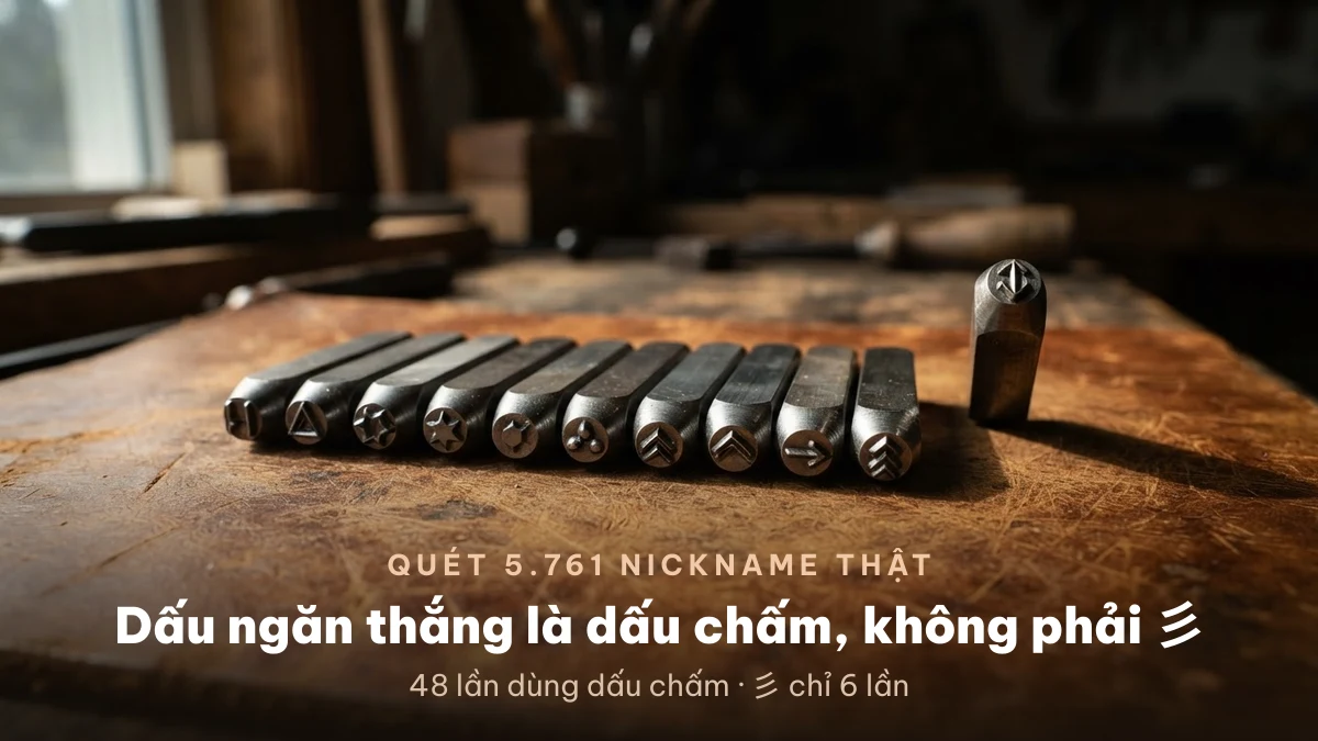 Dấu ngăn tag clan nào được dùng nhiều nhất Dấu ngăn tag quân đoàn được dùng nhiều nhất là dấu chấm, không phải 彡