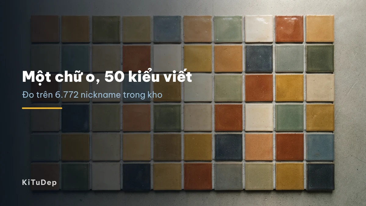 Một chữ, năm mươi kiểu viết Năm mươi viên gạch men cùng hình dáng nhưng khác sắc độ, xếp thành lưới