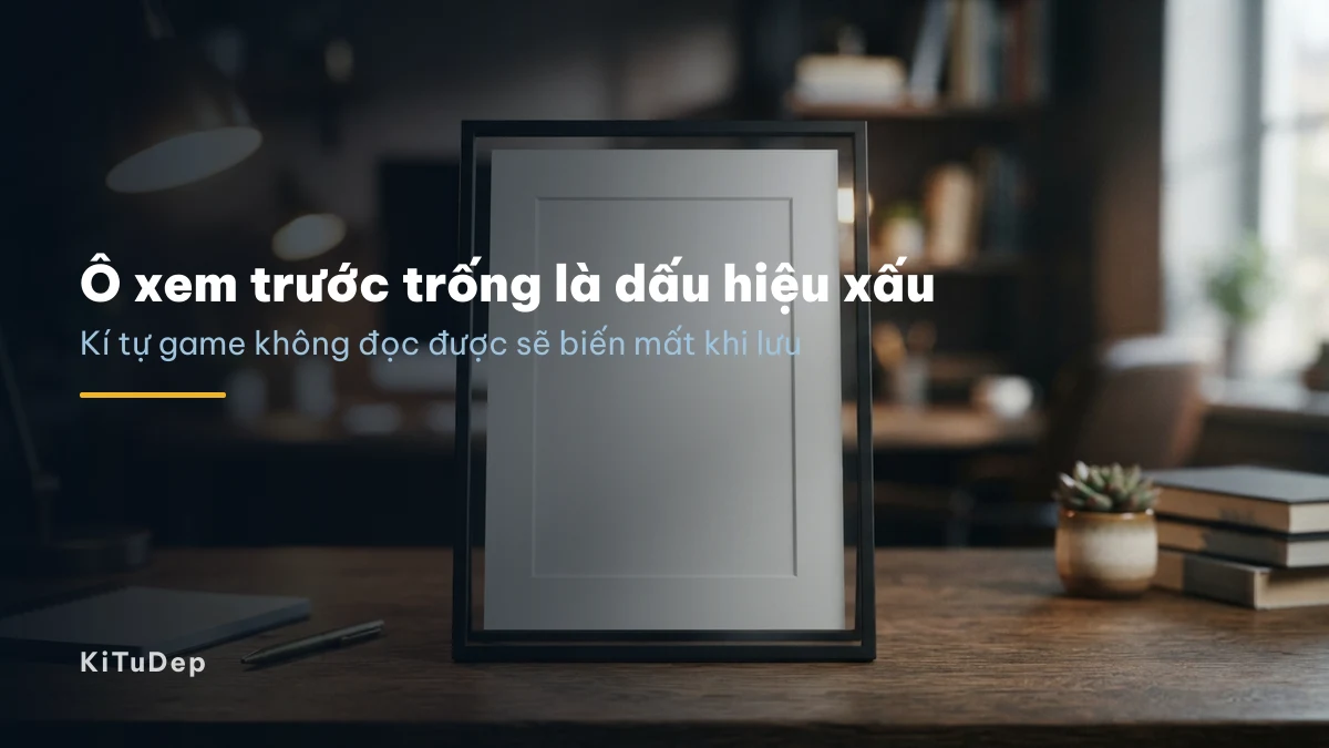 Ô xem trước tên Ô xem trước tên trống là dấu hiệu game không đọc được kí tự