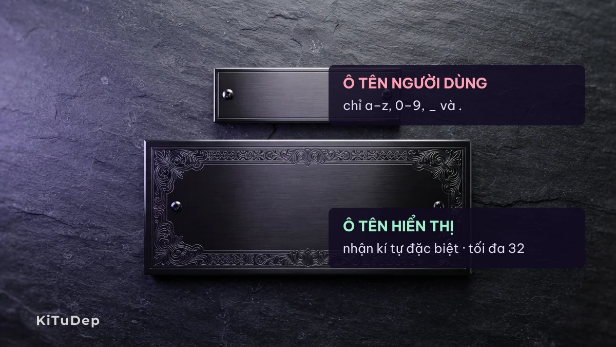 Username và tên hiển thị Discord khác nhau thế nào Discord có hai ô tên: username không nhận kí tự đặc biệt, tên hiển thị thì nhận