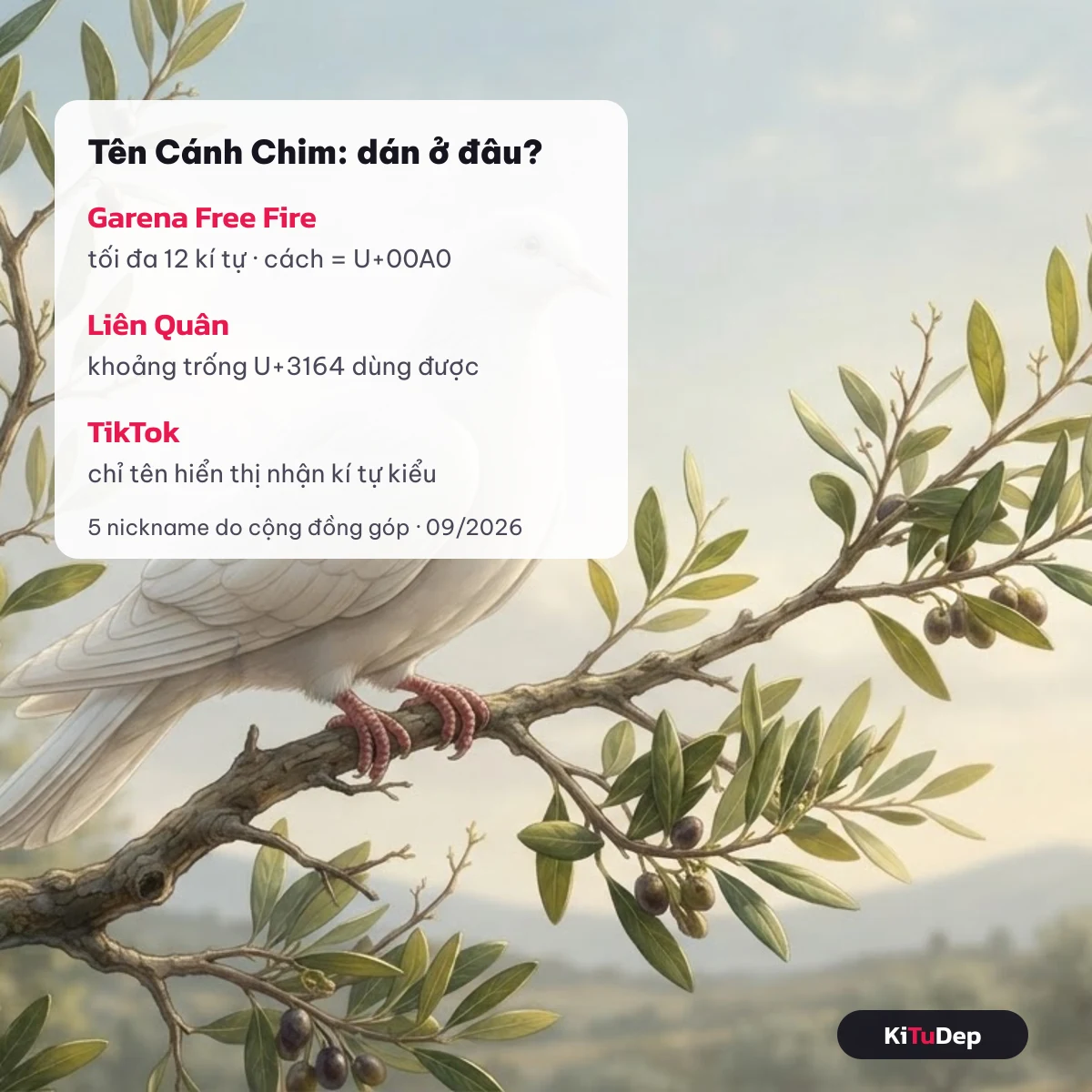 Kí tự cánh chim dùng ở Free Fire, Liên Quân, TikTok