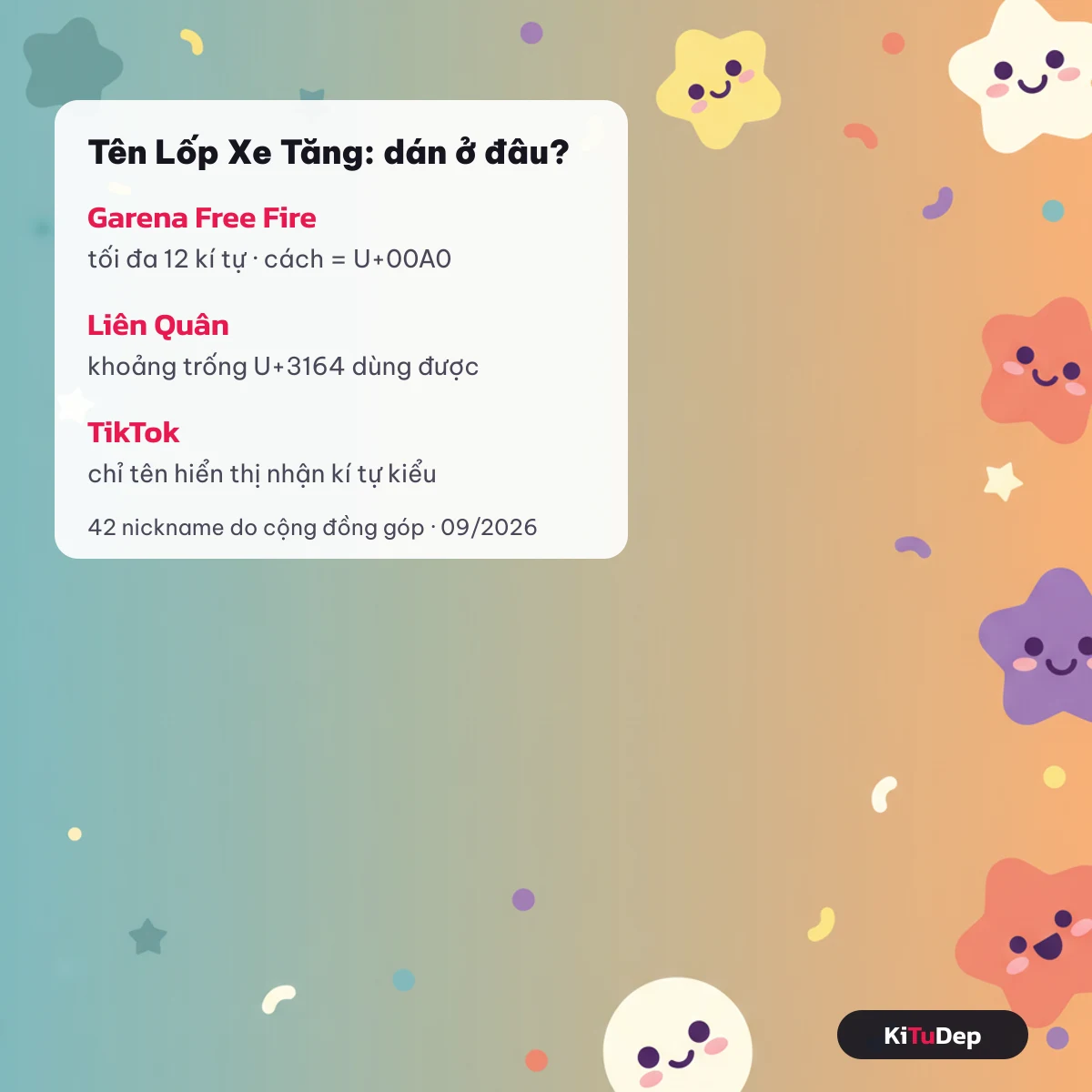 Tên Lốp Xe Tăng dán vào Garena Free Fire, Liên Quân và tên hiển thị TikTok