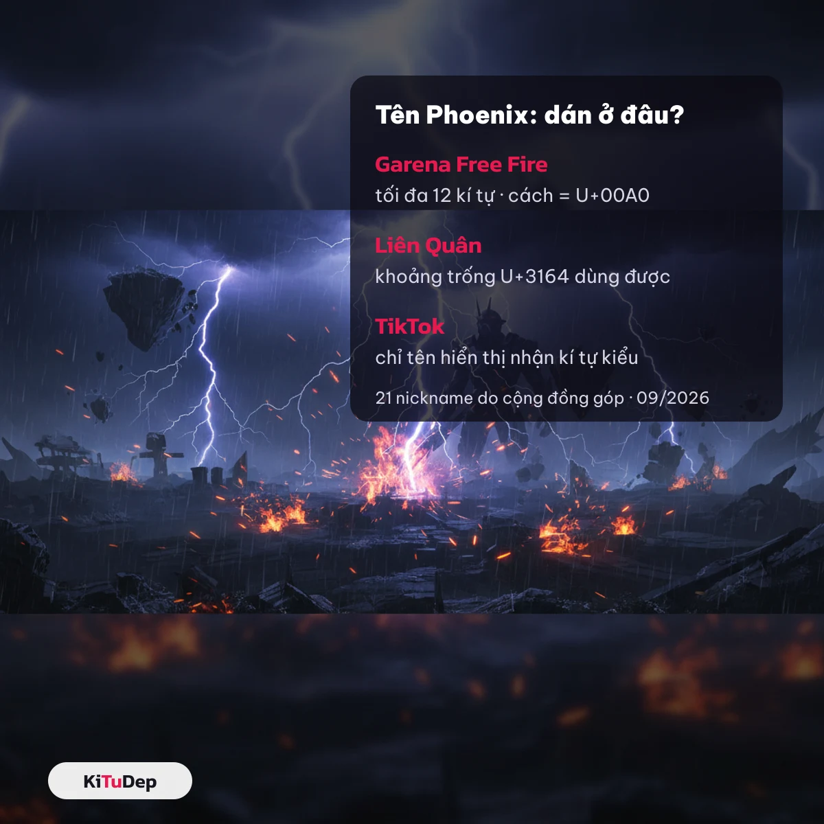 Tên Phoenix dán vào Garena Free Fire, Liên Quân và tên hiển thị TikTok