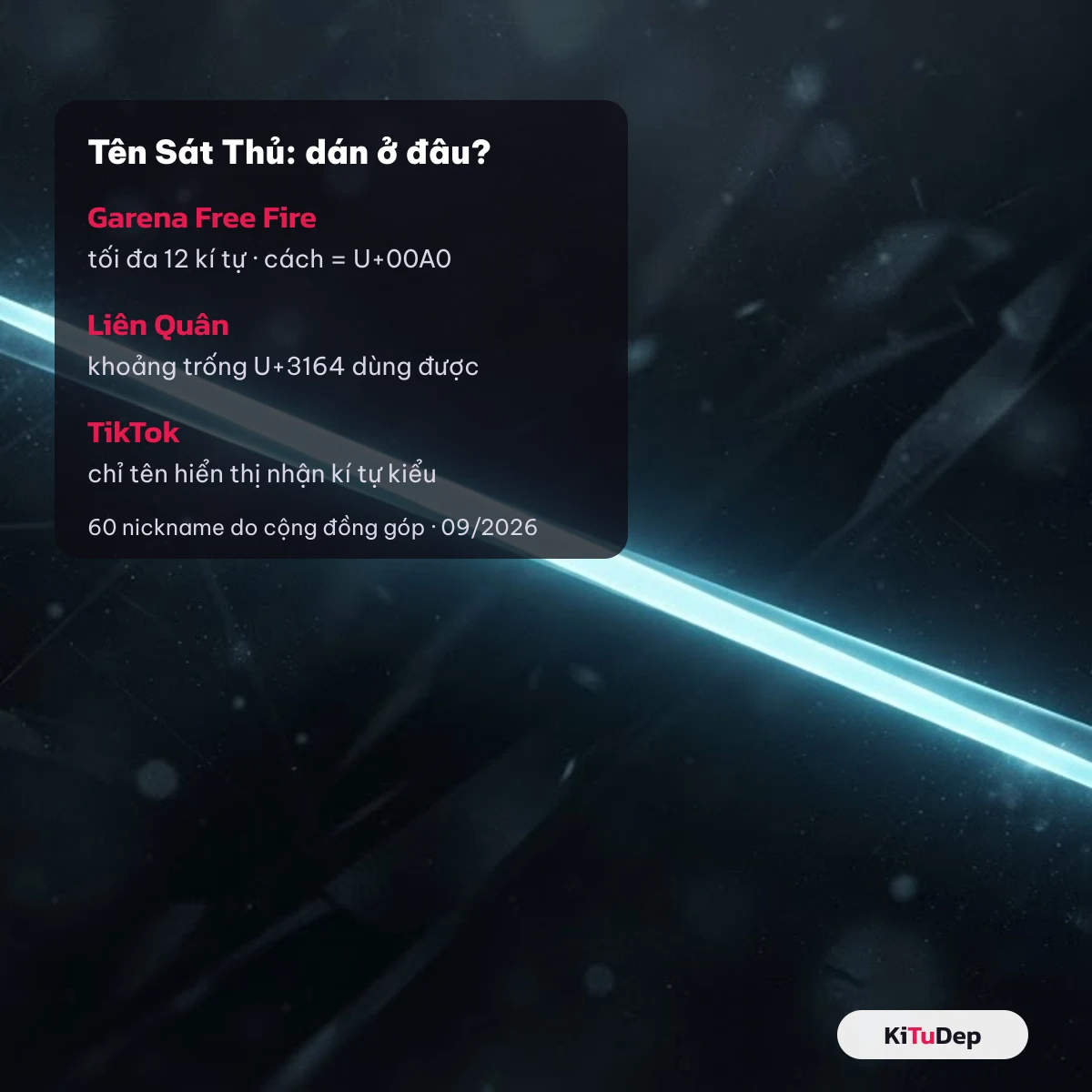 Tên Sát Thủ dán vào Garena Free Fire, Liên Quân và tên hiển thị TikTok