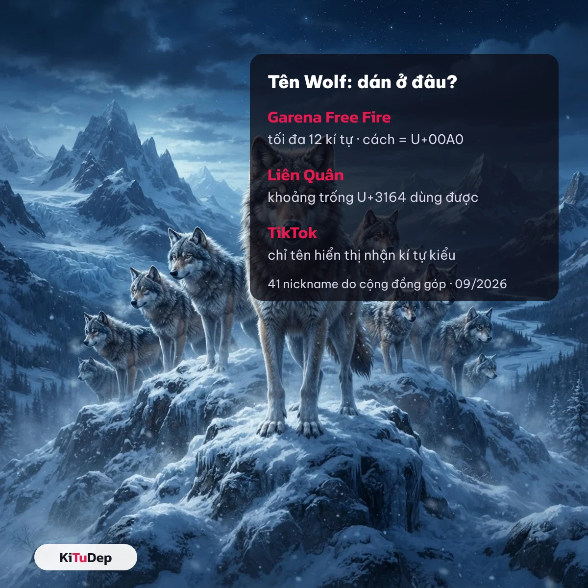 Tên Wolf dán vào Garena Free Fire, Liên Quân và tên hiển thị TikTok
